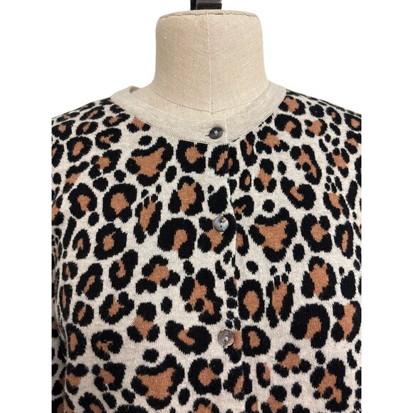 A.n.d Leopard Print Button Cardigan Womens L 100% Cotton Made In China - Picture 5 of 11